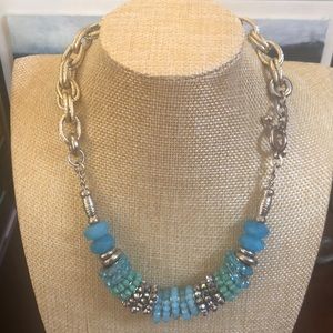Turquoise blue beaded necklace